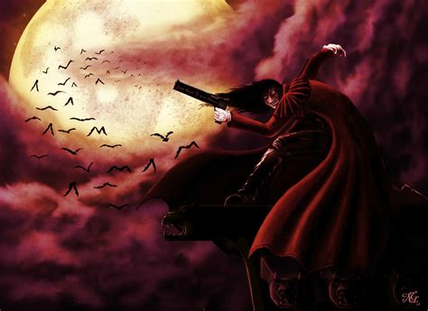 Illustration Anime Red Hellsing Alucard Vampires Darkness