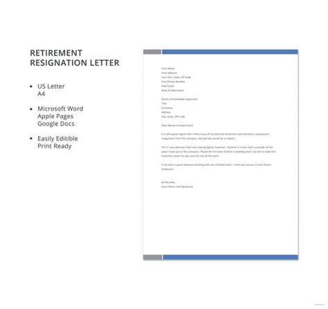 Sample Retirement Resignation Letter Template Zohal