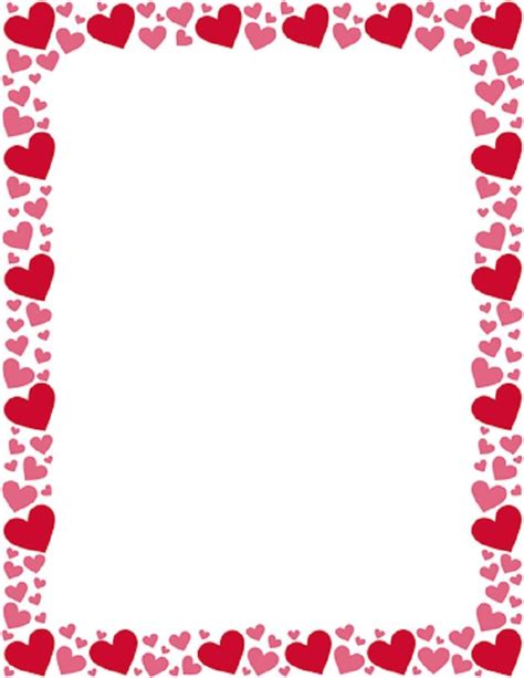 Red And Pink Heart Stationery Page Borders Heart Border Valentines Clip
