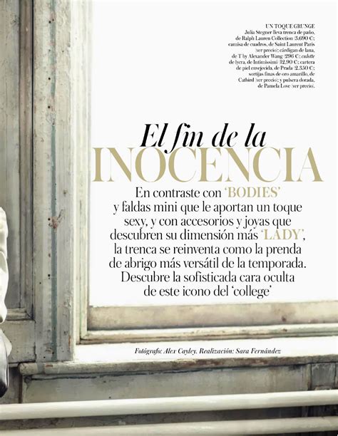 El Fin De La Inocencia Julia Stegner By Alex Cayley For Vogue Spain November Visual