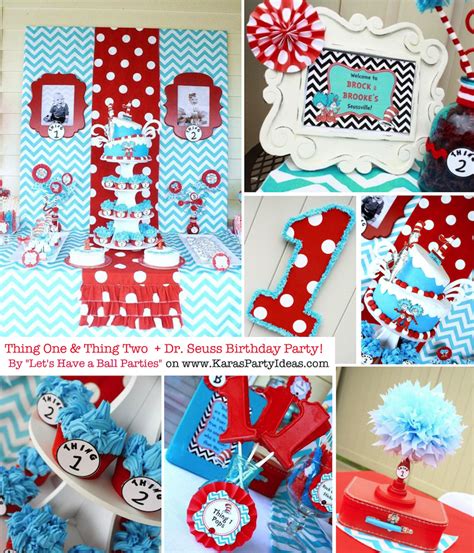 nancy thing one and thing two dr seuss themed birthday party for twins via kara s party ide