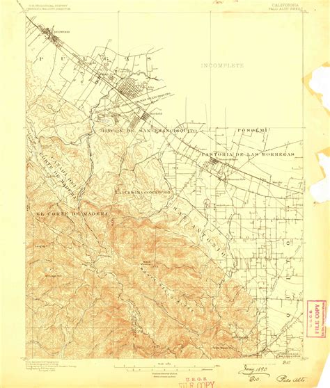 Palo Alto California 1897 1897 Usgs Old Topo Map 15x15 Quad Old Maps
