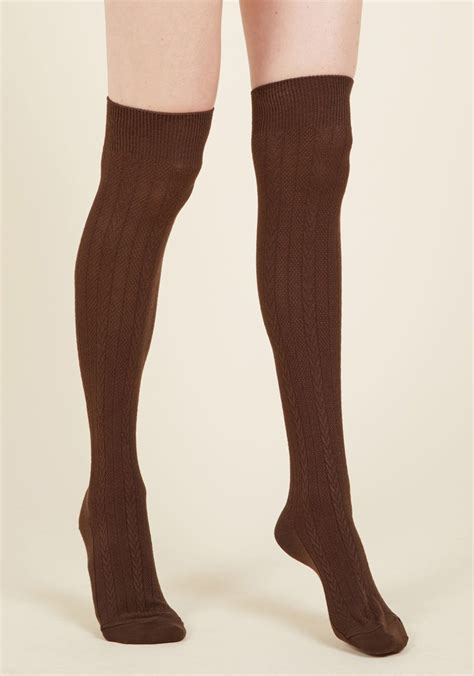 Greet Your Day Thigh Highs In Chocolate Modcloth Brown Tights