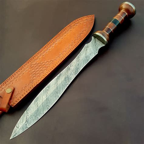 Damascus Steel Mini Gladius Sword Knife Vk6060 Vky Knives Touch