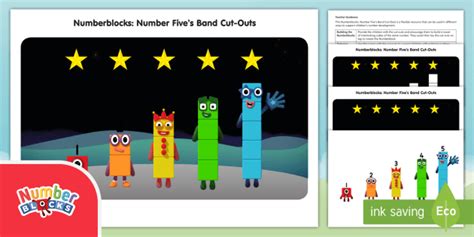 Numberblocks Numberblock 5s Band Cut Outs Teacher Made