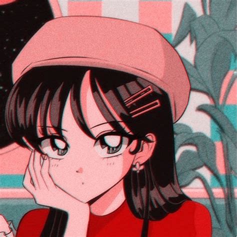 Retro Red Anime Girl Aesthetic