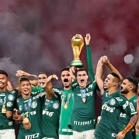 Palmeiras Players Celebrating With Fifa Club World Cup Trophy