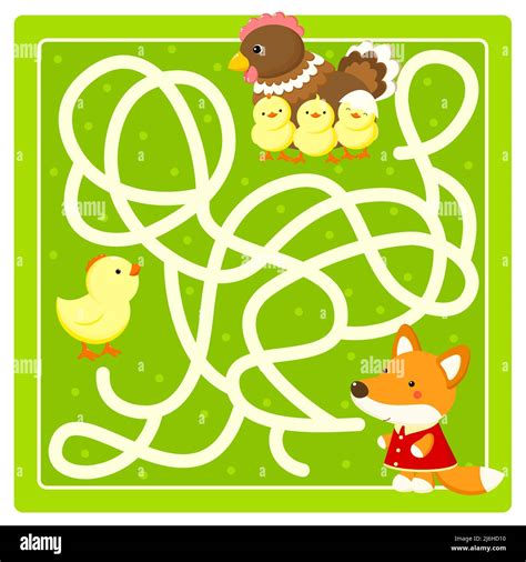 Help The Little Chicken Find The Way To His Mom Labyrinth For