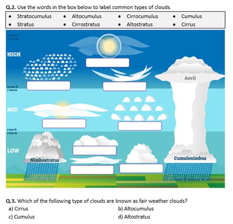 Clouds Types Of Clouds Worksheet Distance Learning Teaching