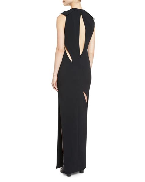 Tom Ford Sleeveless Double Strap Cady Gown Black