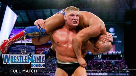 FULL MATCH Kurt Angle Vs Brock Lesnar WWE Title Match WrestleMania XIX YouTube