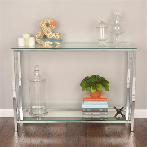 Get free shipping on qualified silver console tables or buy online pick up in store today in the furniture department. Glass Entryway Table Shelf Contemporary Console Silver Chrome Furniture New #Doesnotapply # ...