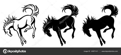 Kicking Horse Outline And Silhouette Stock Vector By ©anilin 145971411