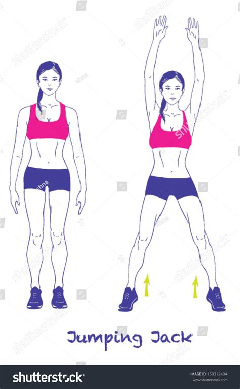 Jumping jacks, lunges, sit ups, crunches, push ups, plank squat and more. Signed Sports Silhouettes Woman Doing Exercisesjumping ...