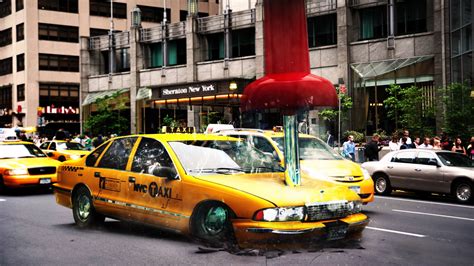 Wallpaper Digital Art Street Car Vehicle Taxi Photo Manipulation