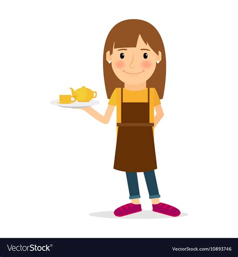Waitress Cartoon Icon Royalty Free Vector Image