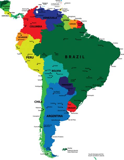 South America Map Countries And Capitals Uno