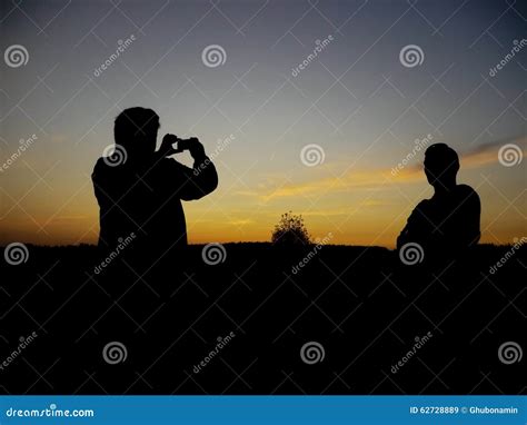 Silhouette Of Man Photographing Stock Image Image Of Black Adult