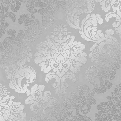 Kensington Textured Damask Speedyhang Wallpaper Silver