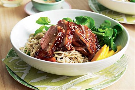 Season with salt and pepper. Duck breast with soba noodles and mango - Recipes ...
