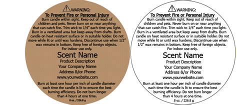 Candle Warning Labels customized with your information.