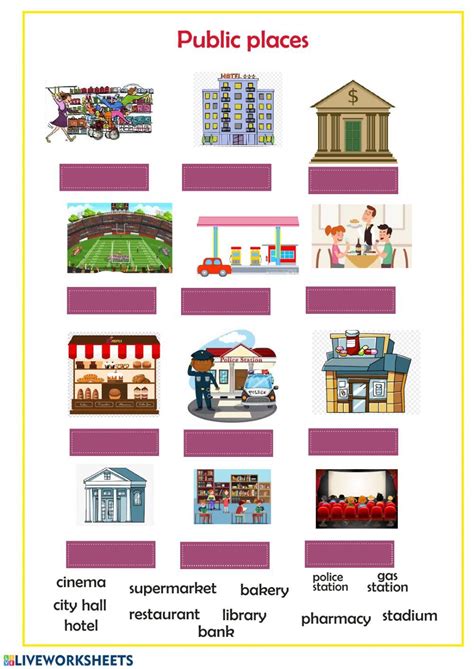 Public Places Interactive Worksheet Map Worksheets 2nd Grade