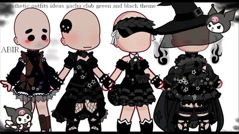 🍀 Aesthetic Outfits Ideas 🍀 Gacha Club 🍀 Black Theme 🍀 Youtube