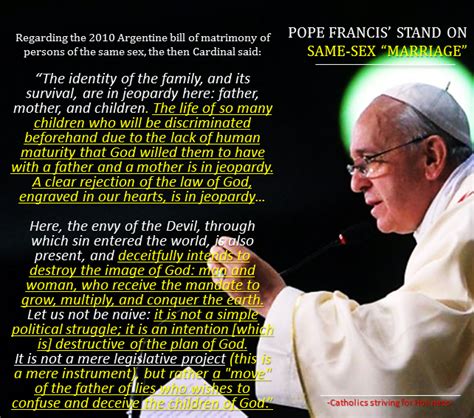 What Is Pope Francis’ Stand On Same Sex “marriage” Must Read An Important Clarification To All