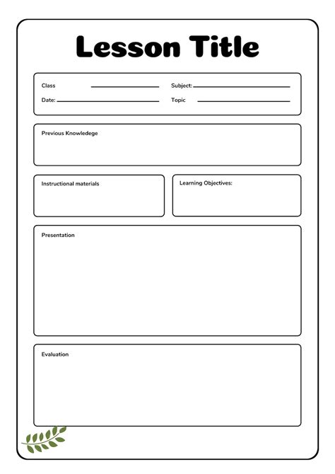 Lesson Plan Template Lesson Plan Planner Printable Academic Planner