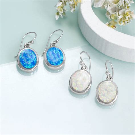 Sterling Silver Small Oval Opal Earrings By Martha Jackson Sterling