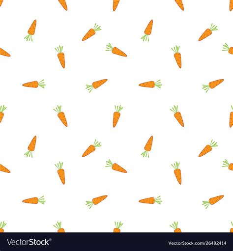 Seamless Pattern With Cute Carrots Simple Vector Image
