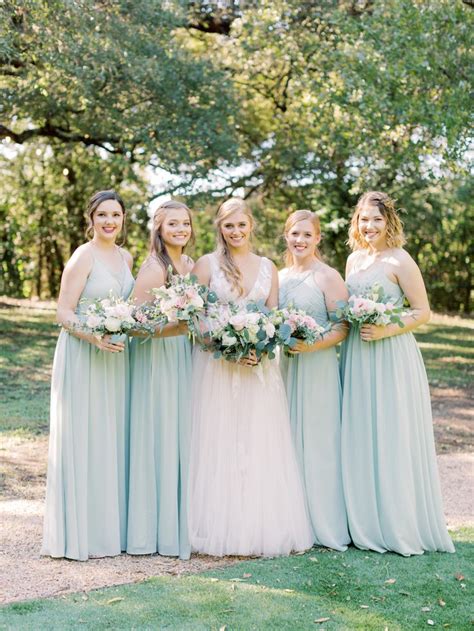 Mint Bridesmaids Dresses With Pink Florals Mint Bridesmaid Dresses