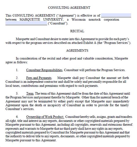 A Guide To Crafting The Perfect Consulting Agreement Template Word