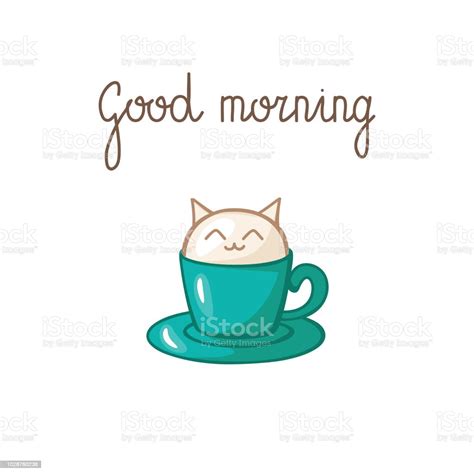 Good Morning Greeting Card With Lettering Stock Illustration Download