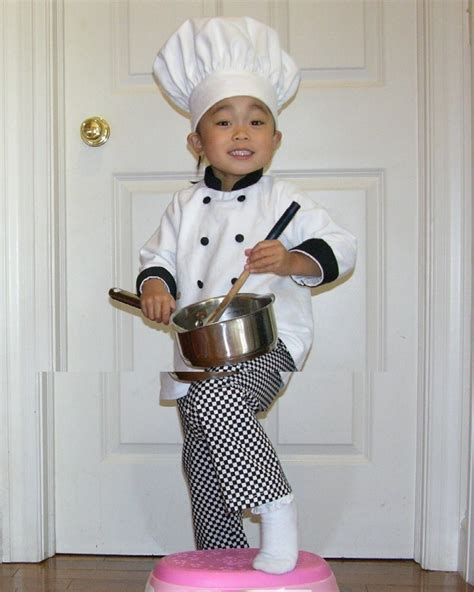 Toddler Chef Hat Coat And Pants Halloween Costume Portrait