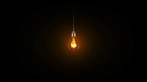 Hanging Glowing Lightbulb On Black Background Stock Photo Download