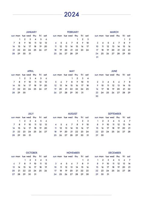 Calendario 2024 Establecido En Estilo Estricto Clásico Calendario De