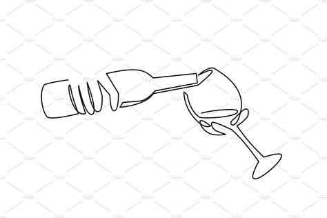 Pouring Wine From Bottle To Glass Wine Bottle Drawing Bottle Drawing