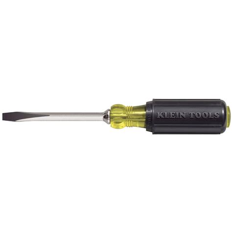 I use a flathead screwdriver. Klein Tools 1/4 in. Flat Head Screwdriver with 4 in. Square Shank- Cushion Grip Handle-6004 ...