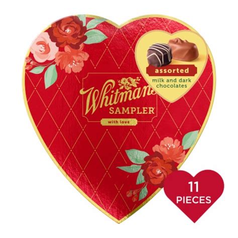Whitmans Sampler Valentines Day Red Floral Heart Assorted Milk And Dark