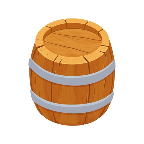 Premium Vector Wooden Barrel Detailed Textured In Cartoon Style Isolated