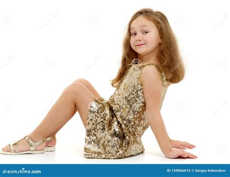 Little Girl Is Sitting On The Floor Stock Image Image Of Childhood