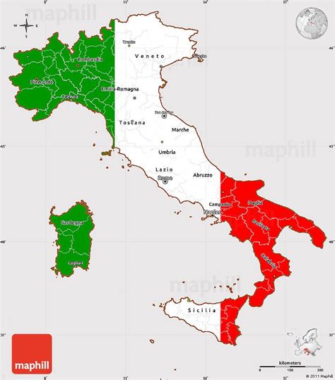 Simple Italy Map World Map Gray