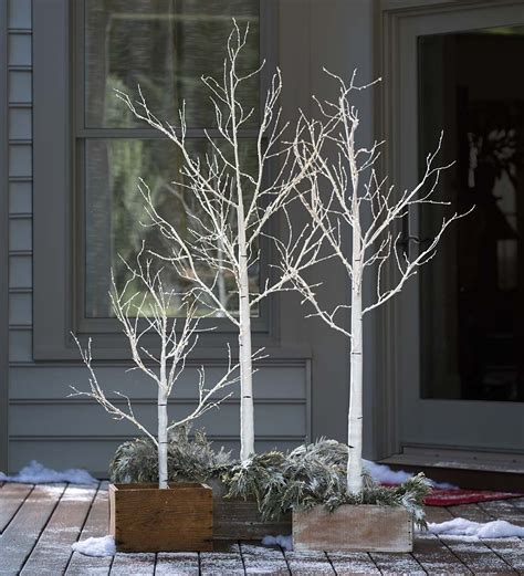 Indooroutdoor Birch Tree With Micro Lights Create An Elegant Holiday