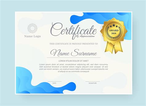 Abstract Wave Style Award Certificate In Blue 1849307 Vector Art At