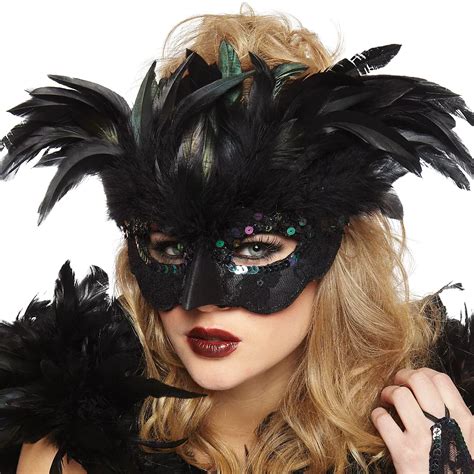 Fantasy Raven Feather Masquerade Mask 6 34in X 4in Party City