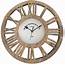 Round Rustic Wood Wall Clock Silent Decorative Wooden Battery 
