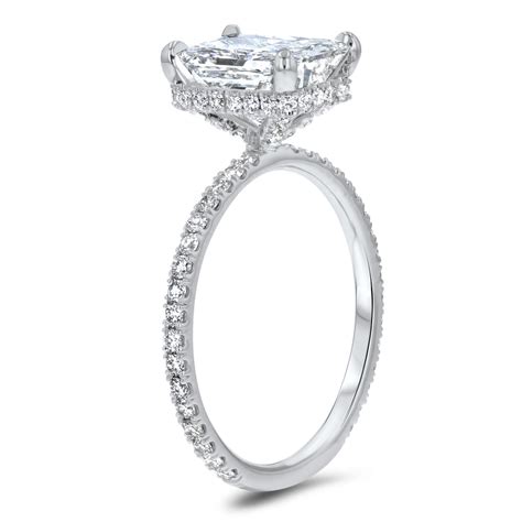 Radiant Cut Hidden Halo Diamond Basket Engagement Ring Randr Jewelers