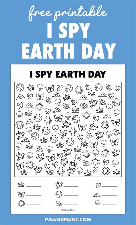 Free Printable Earth Day I Spy Pjs And Paint