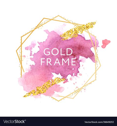 Pink Rose Nude And Golden Brush Strokes In Gold Vector Image